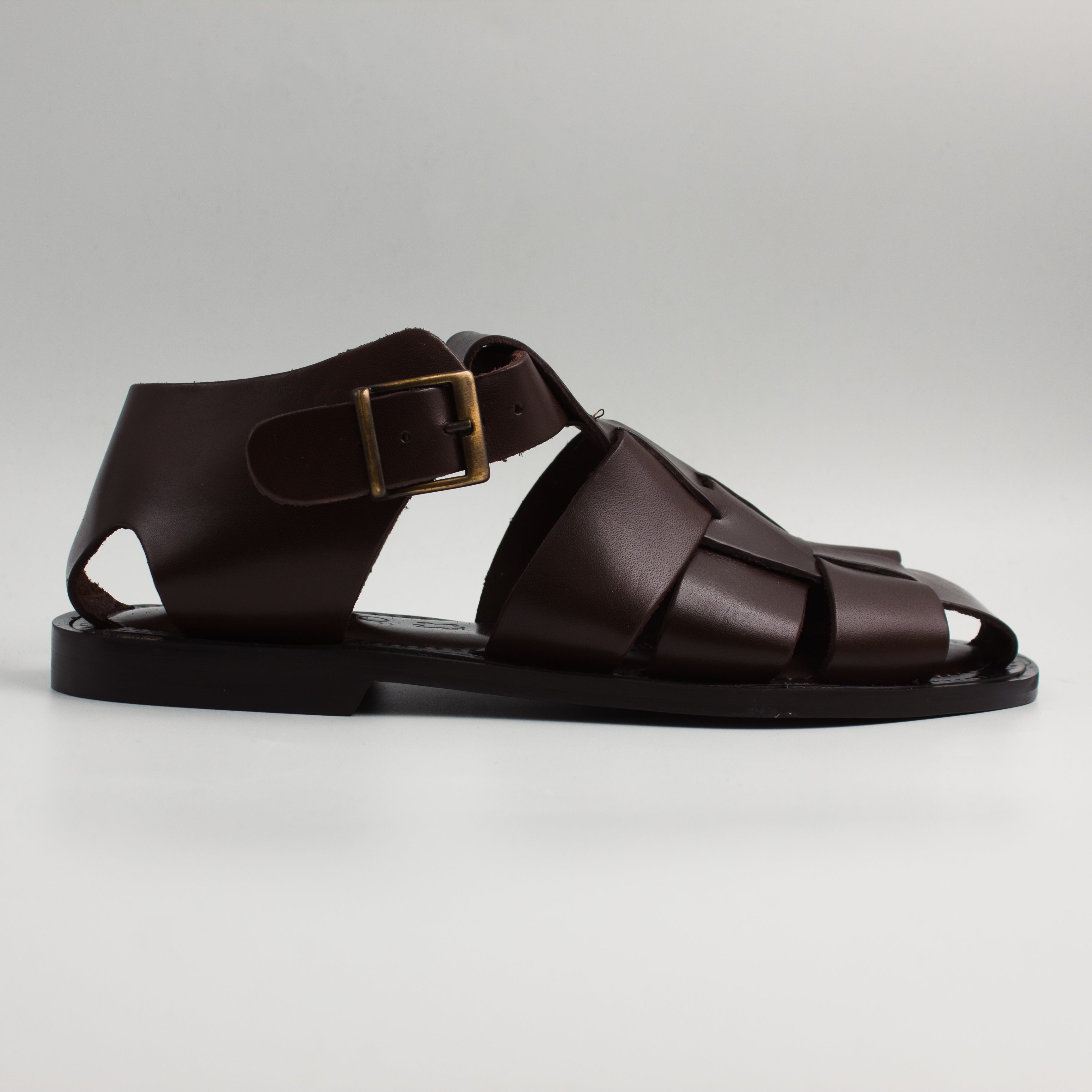 Brown Interlaced Covered Sandals