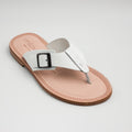 White Buckle Strap Slippers