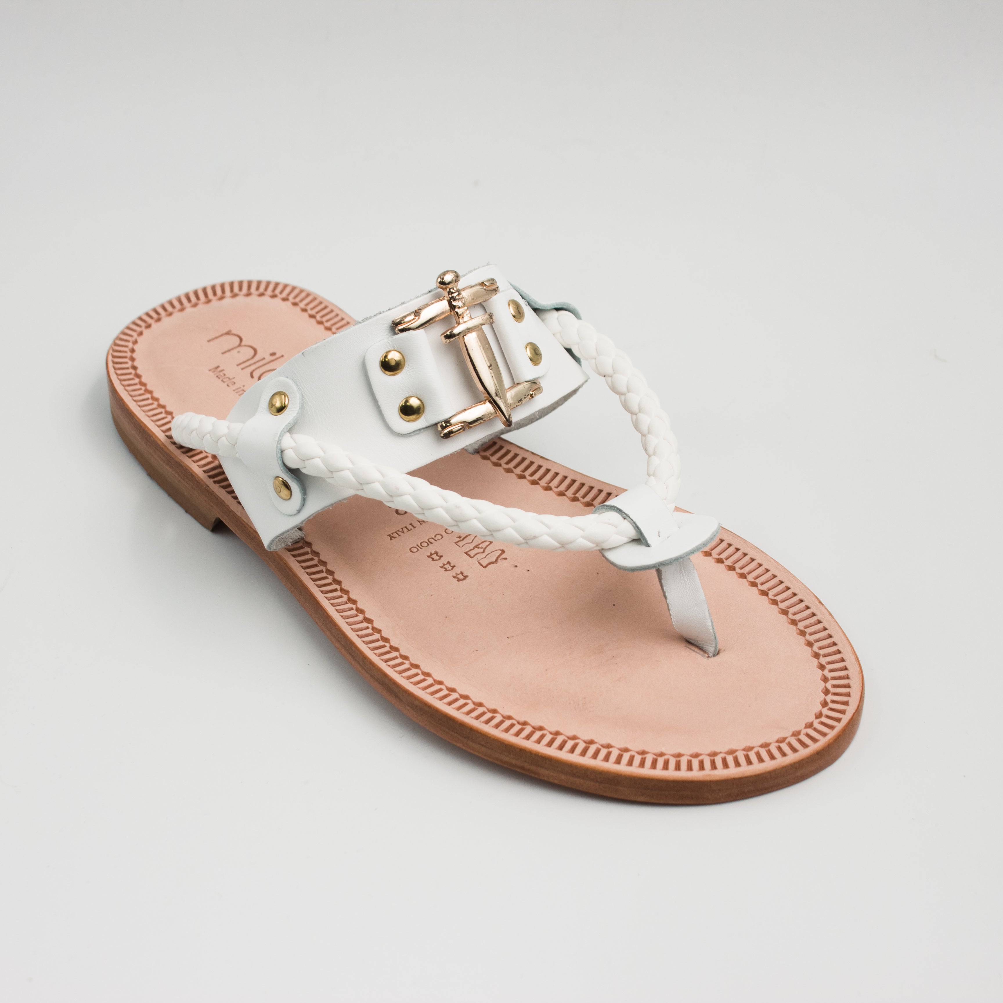 White Palermo Warrior Toe-Post Slides