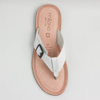 White Buckle Strap Slippers