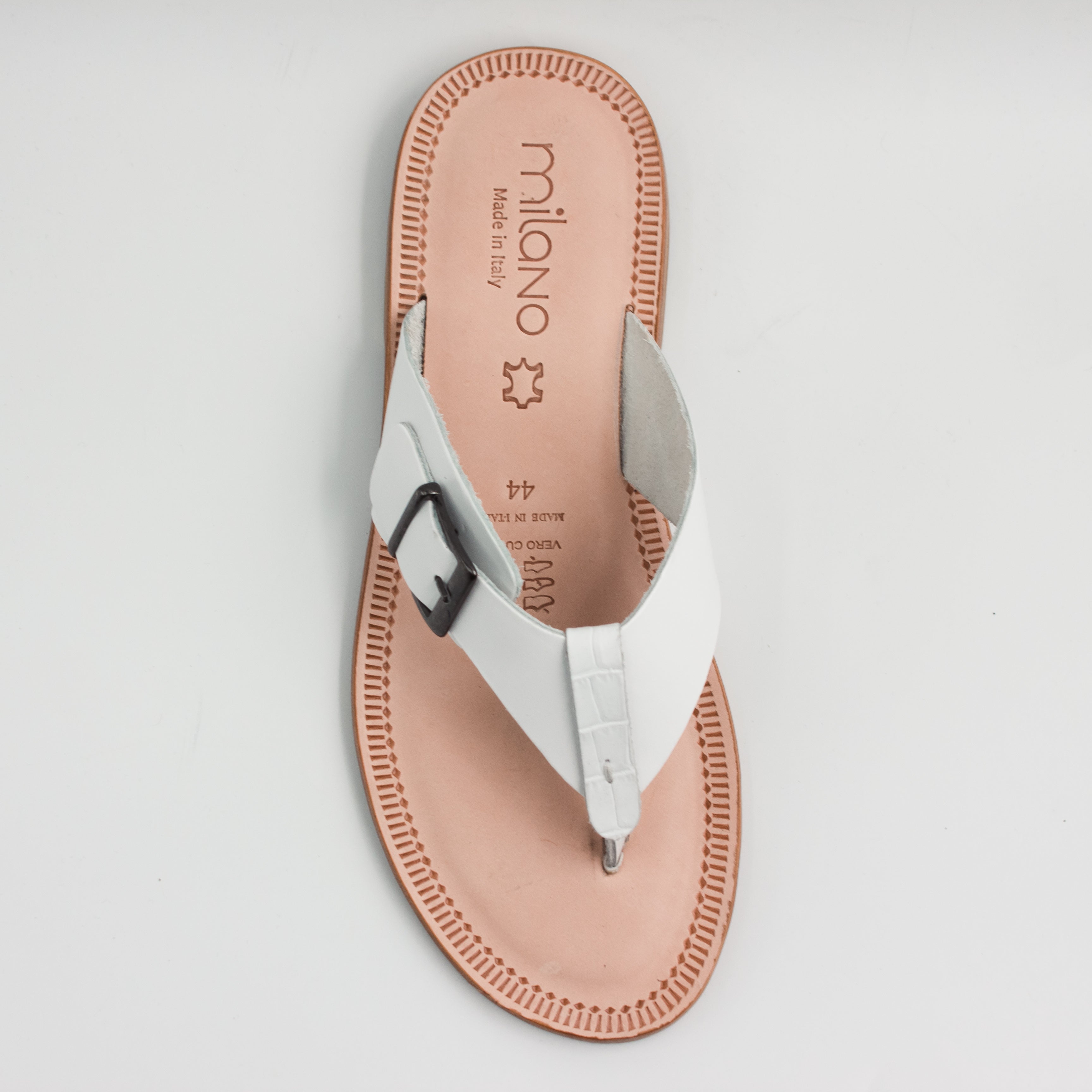 White Buckle Strap Slippers