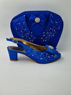 Royal Blue Stonework Set - Italian Shoe and Bag Set - Classic Shoes London