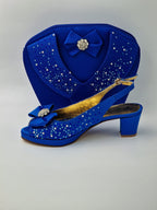 Royal Blue Stonework Set - Italian Shoe and Bag Set - Classic Shoes London