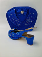 Royal Blue Stonework Set - Italian Shoe and Bag Set - Classic Shoes London