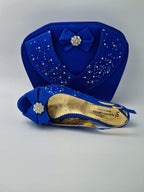 Royal Blue Stonework Set - Italian Shoe and Bag Set - Classic Shoes London