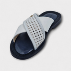 White Como Cross-Strap Slipper - Italian Women's Slippers - Classic Shoes London