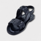 Black Verona Checkered Sandal - Italian Women's Slippers - Classic Shoes London