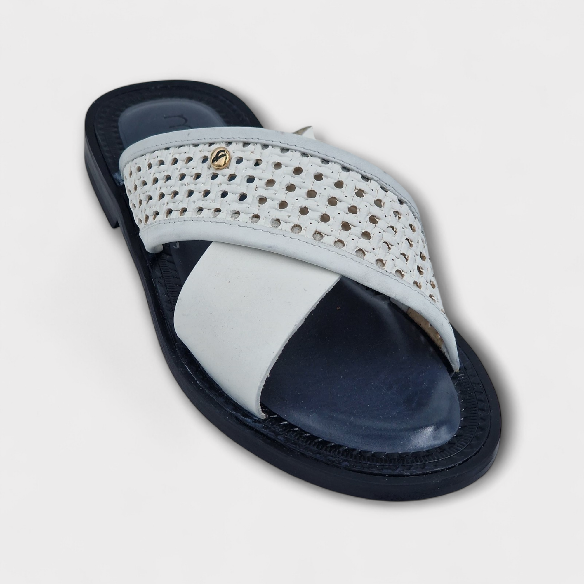 White Como Cross-Strap Slipper