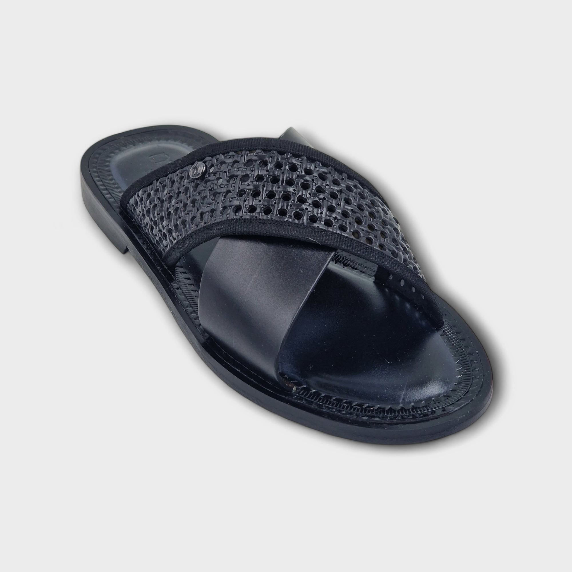Black Como Cross-Strap Slipper