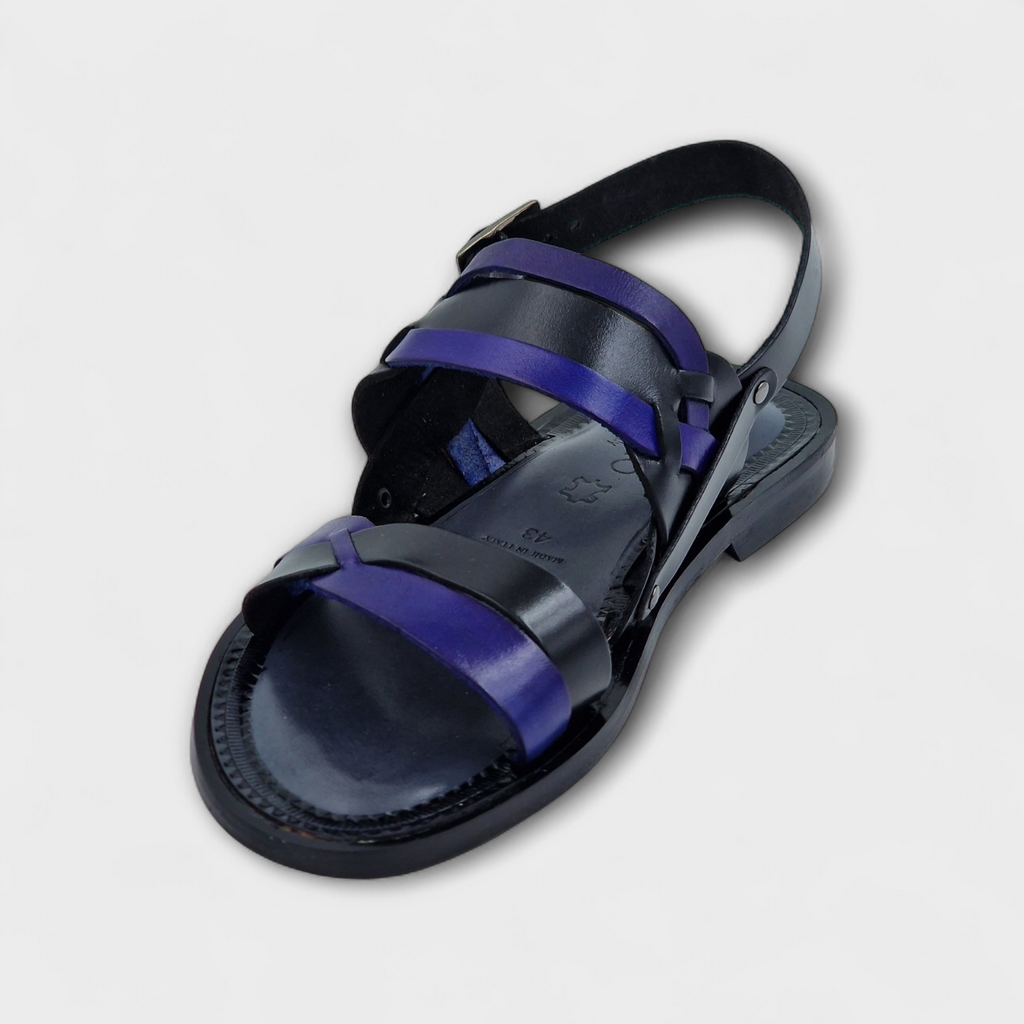 Black & Blue Capri Multi-Strap Sandal
