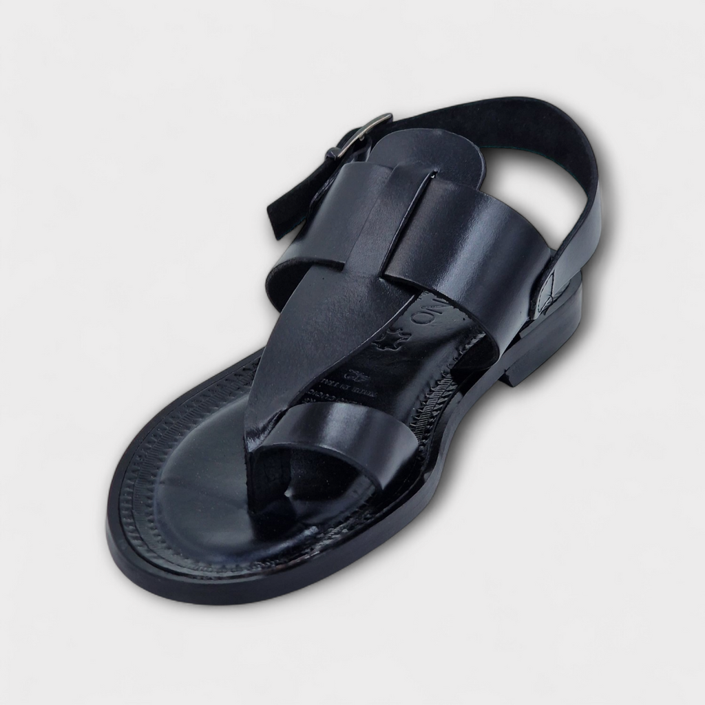 Black Roma Toe-Post Sandal