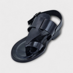 Black Roma Toe-Post Sandal - Italian Women's Slippers - Classic Shoes London
