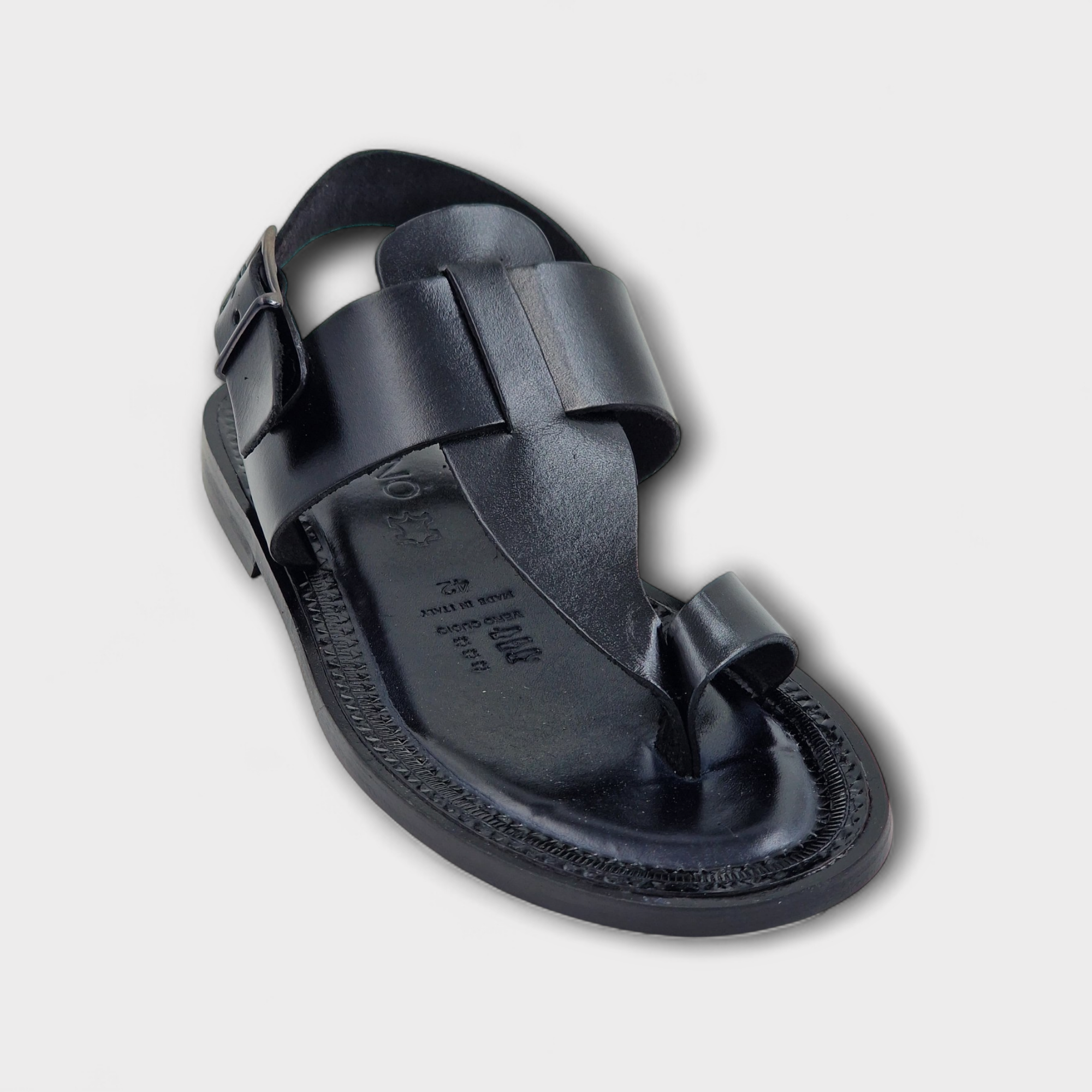 Black Roma Toe-Post Sandal