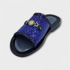 Blue Azure Medallion Slipper - Italian Women's Slippers - Classic Shoes London