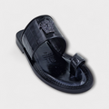 Black Venezia Medusa Croc Toe-Post Slipper