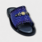 Blue Azure Medallion Slipper - Italian Women's Slippers - Classic Shoes London