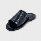 Black Verona Embossed Slippers - Italian Women's Slippers - Classic Shoes London
