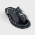 Black Venezia Croc Toe-Post Slipper
