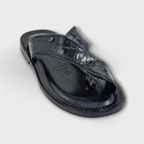 Black Venezia Croc Toe-Post Slipper - Italian Women's Slippers - Classic Shoes London
