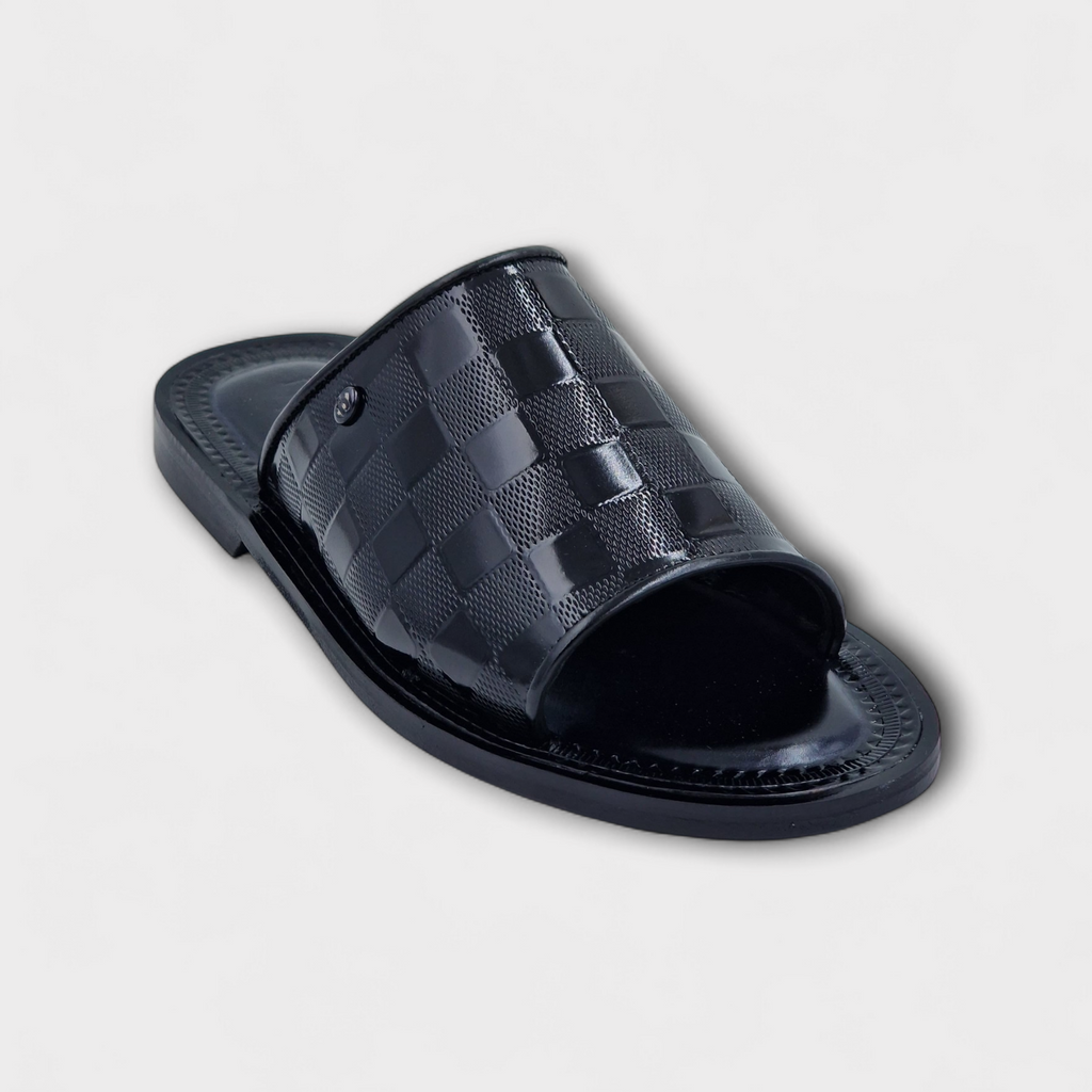 Black Verona Embossed Slippers