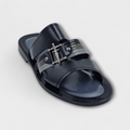Black Modena Banded Slipper - Italian Women's Slippers - Classic Shoes London
