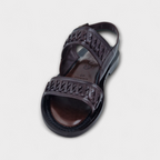 Dark Brown Siena Woven Sandals - Italian Women's Slippers - Classic Shoes London