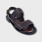 Dark Brown Siena Woven Sandals - Italian Women's Slippers - Classic Shoes London