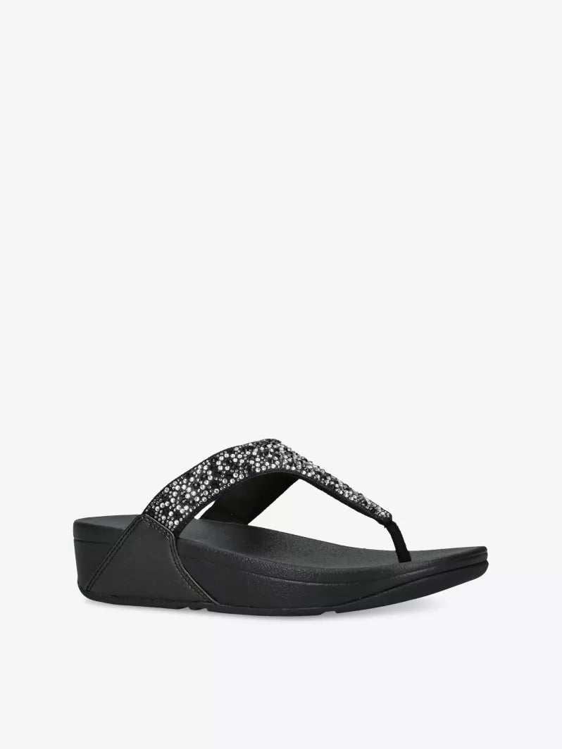 Fitflop Lulu Black Crystal Rhinestone-Embellished Sandals
