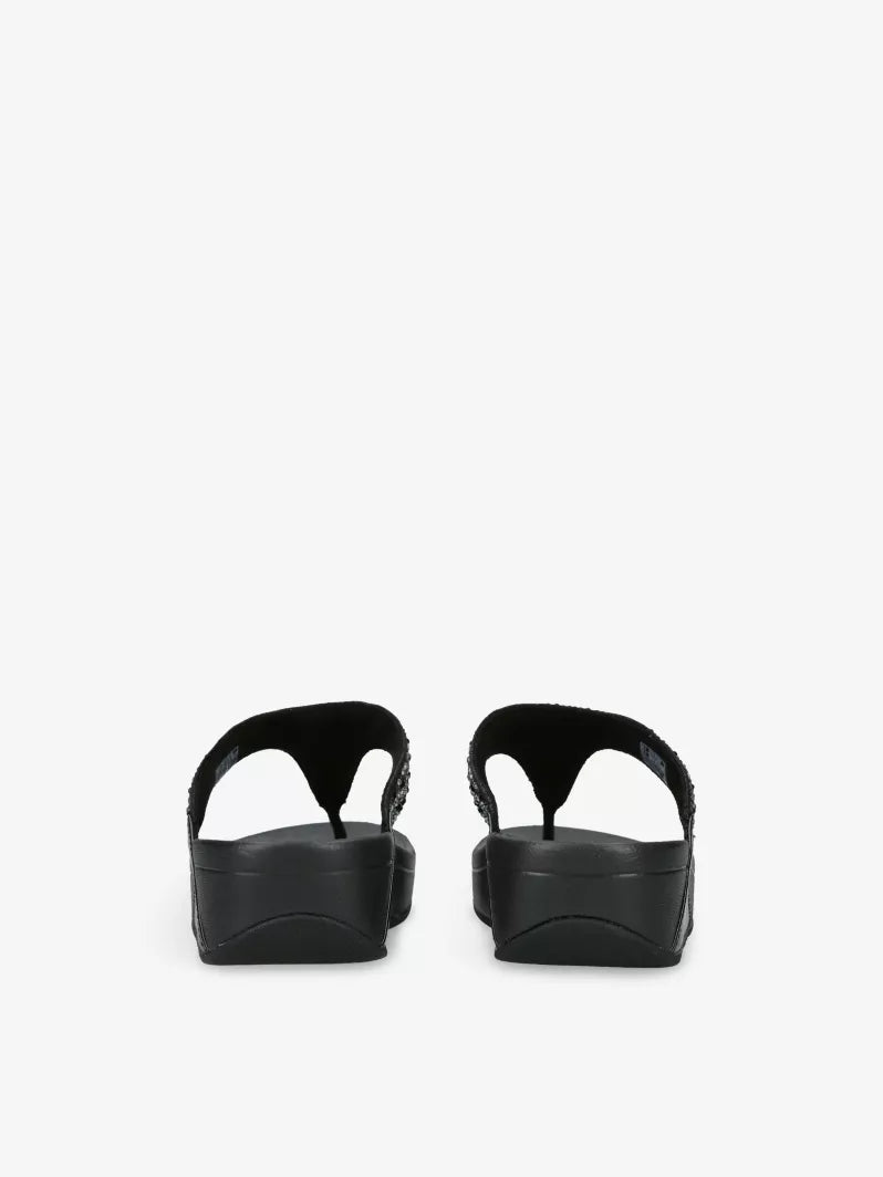 Fitflop Lulu Black Crystal Rhinestone-Embellished Sandals