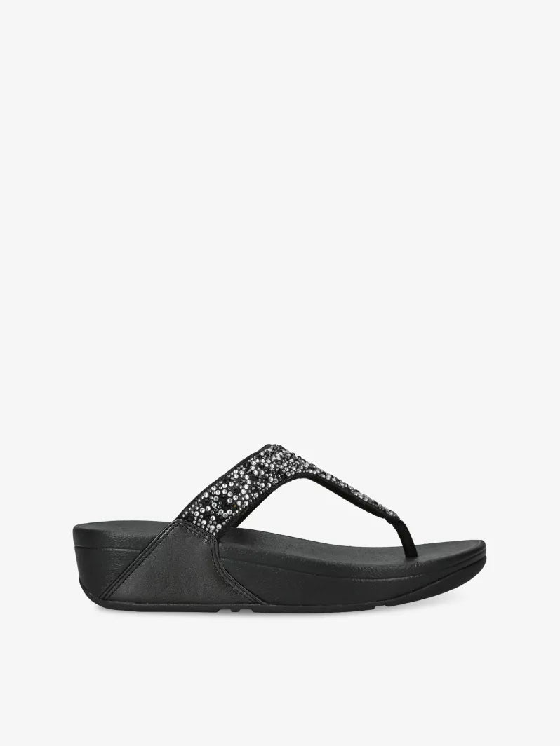 Fitflop Lulu Black Crystal Rhinestone-Embellished Sandals