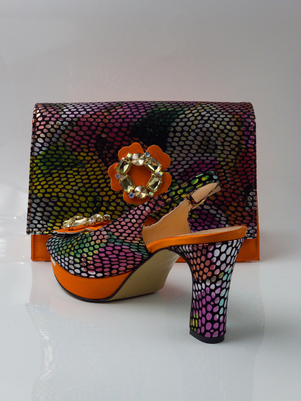 Orange/Multi Flower Double Platform
