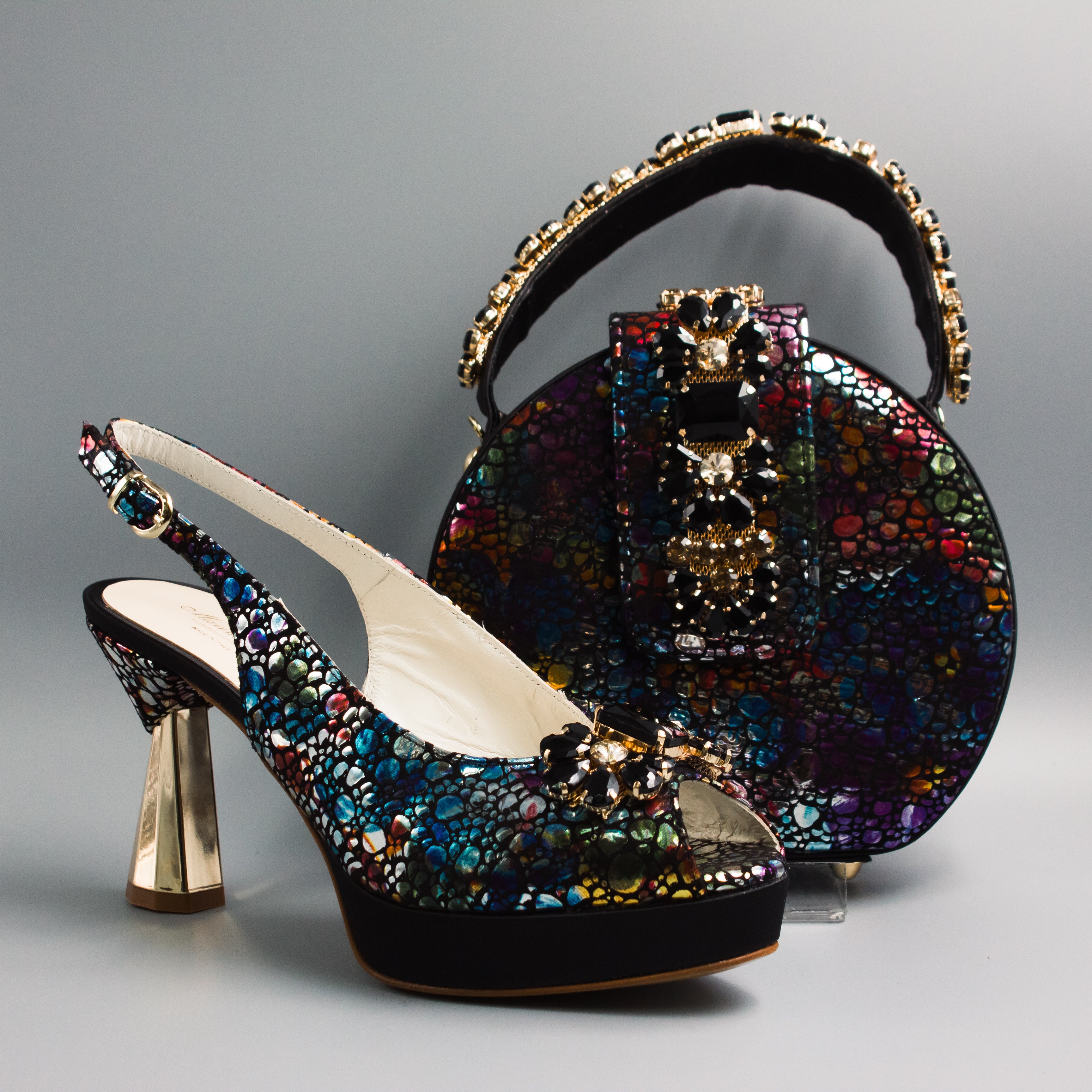 Midnight Multi Regal Crystal Wedge Set