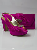 Fuchsia Pink Glittered Ornament Set - Italian Shoe and Bag Set - Classic Shoes London