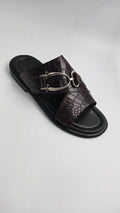 Brown Croc Vittorio Horsebit Slippers