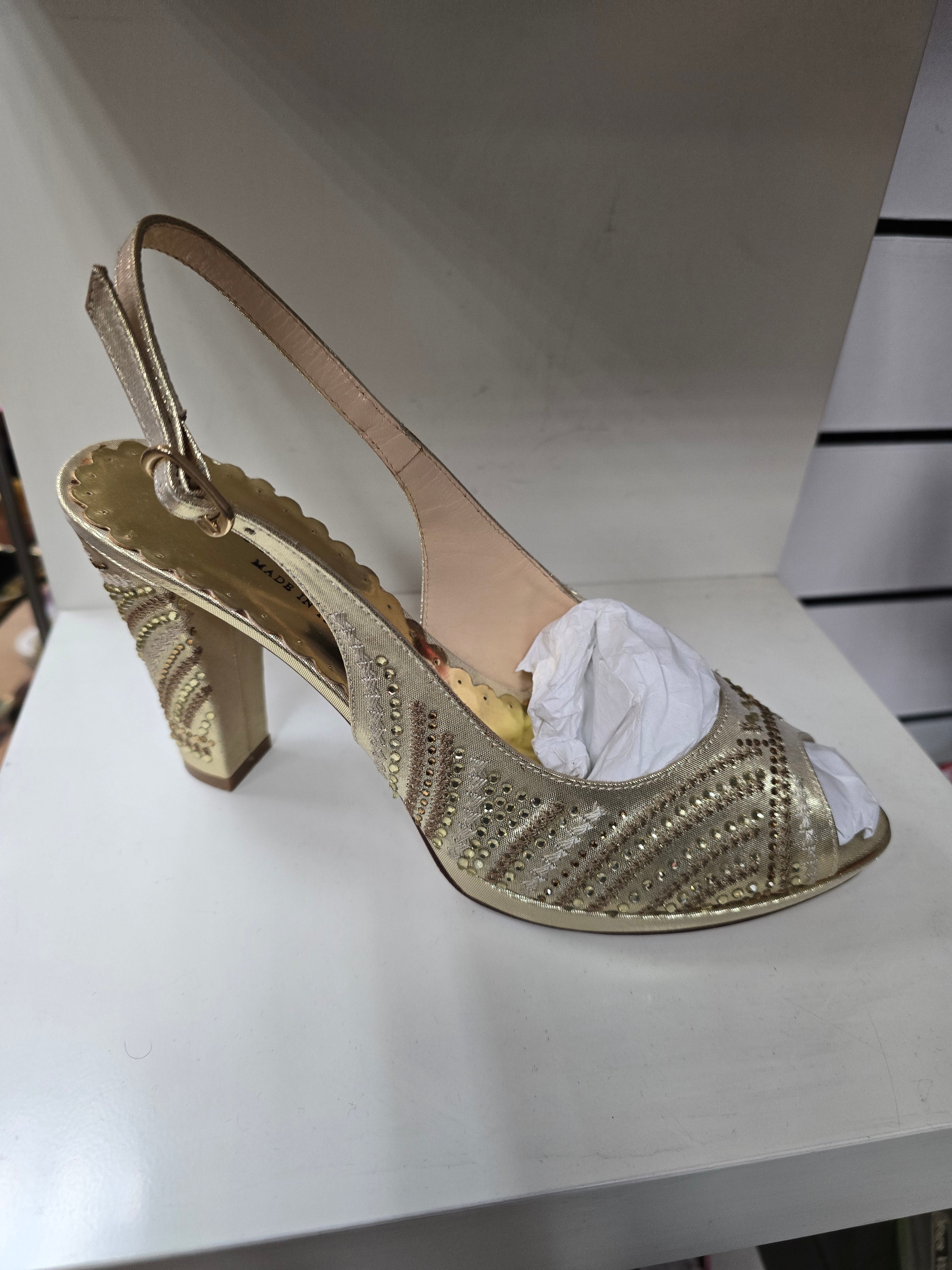 Gold Swirl Stoned Set - Italian Shoe and Bag Set - Classic Shoes London