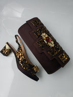 Choc Gold Bloom Set - Italian Shoe and Bag Set - Classic Shoes London