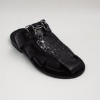 Black Croc Covered Slippers