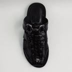 Black Croc Covered Slippers