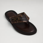 Brown/Snake Print Buckle Slipper