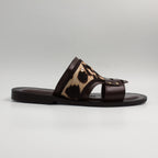 Chocolate Brown Calf-Hair Slides