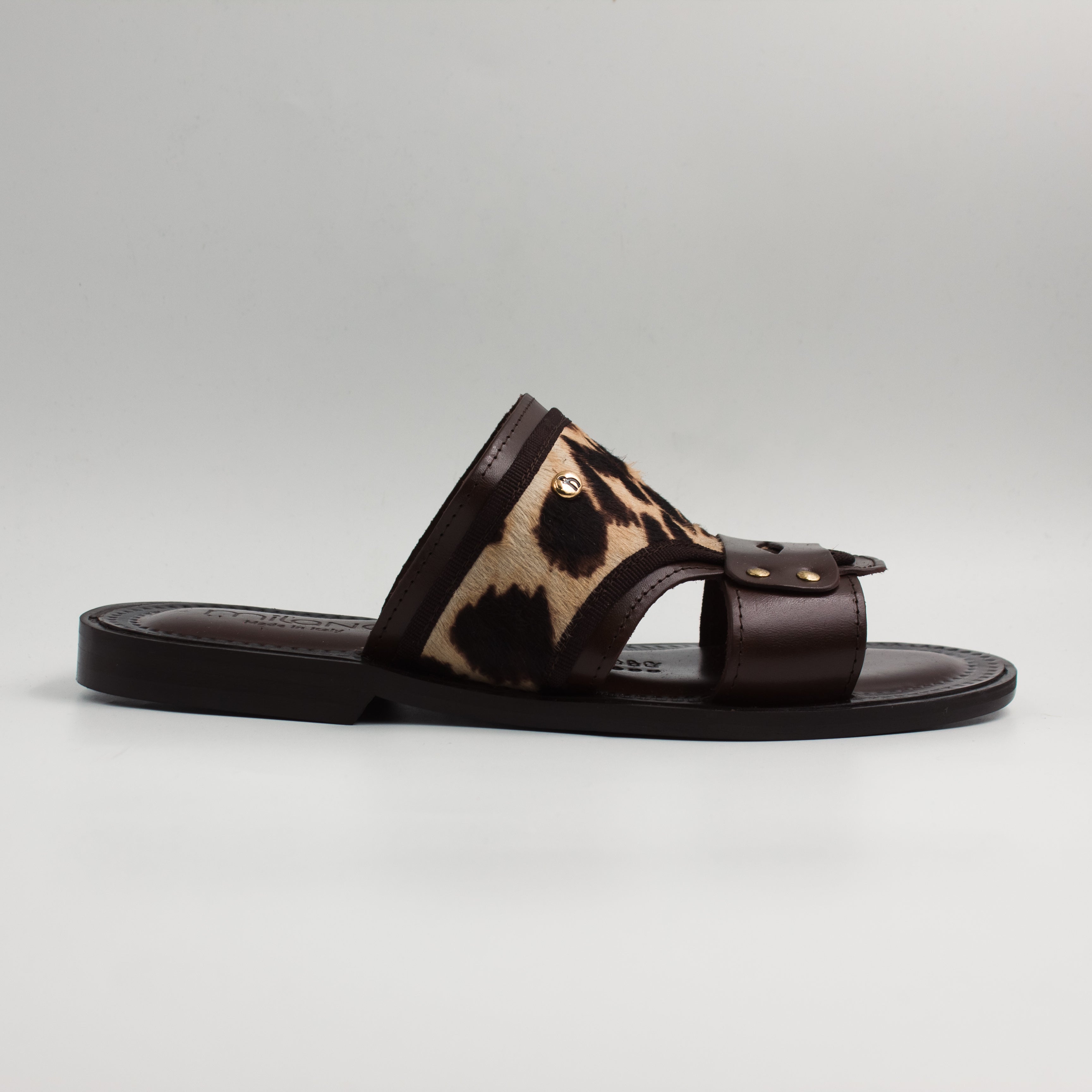 Chocolate Brown Calf-Hair Slides