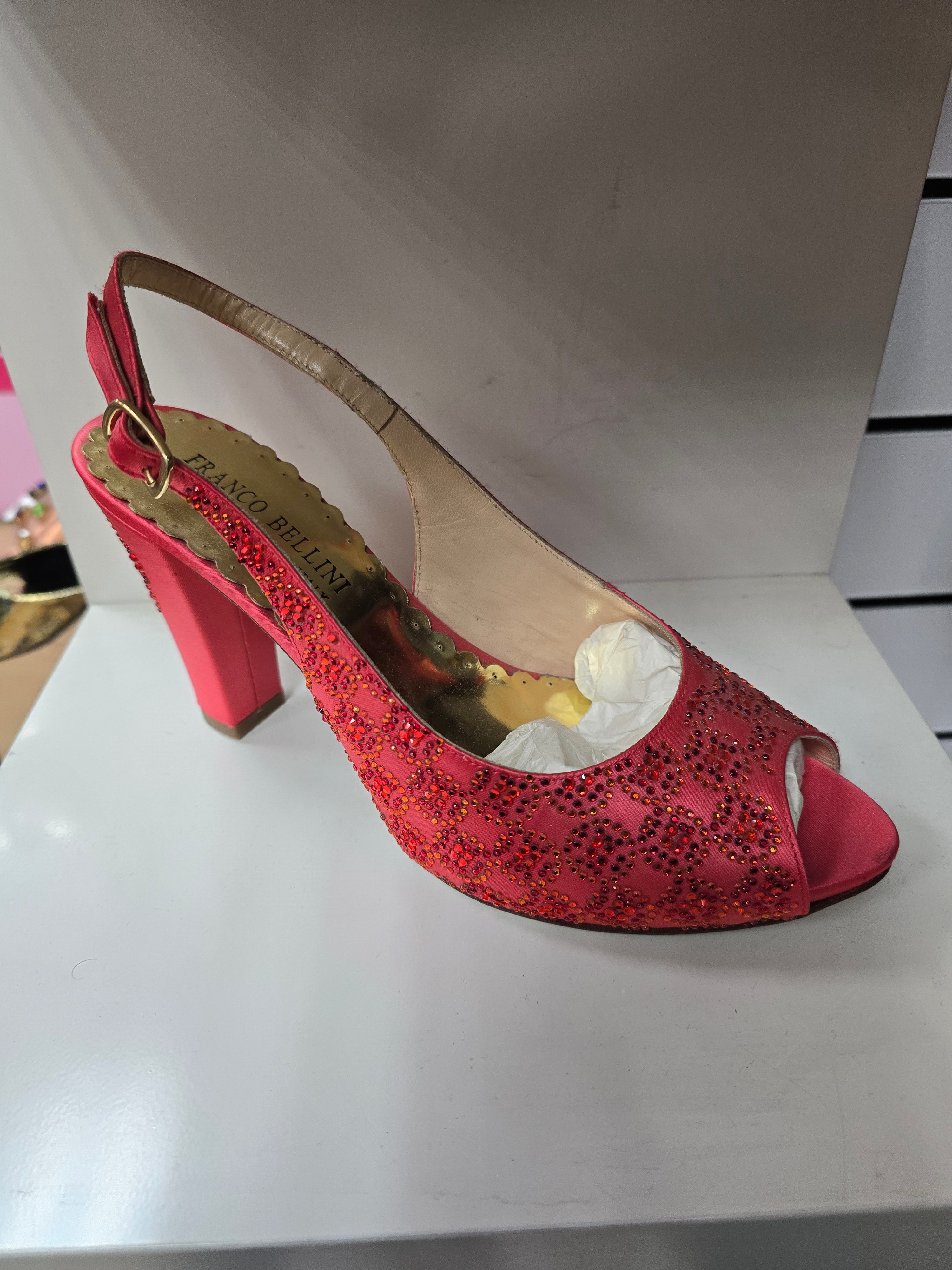 Coral Circle Stoned Set - Italian Shoe and Bag Set - Classic Shoes London