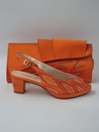 Orange Stone Diamond Set - Italian Shoe and Bag Set - Classic Shoes London