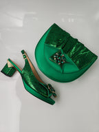 Nigerian Green Jewel Set - Italian Shoe and Bag Set - Classic Shoes London