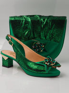 Nigerian Green Jewel Set - Italian Shoe and Bag Set - Classic Shoes London
