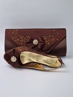 Chocolate Brown Stonework Set - Italian Shoe and Bag Set - Classic Shoes London