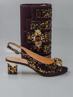 Choc Gold Bloom Set - Italian Shoe and Bag Set - Classic Shoes London