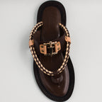 Brown/Beige Palermo Warrior Toe-Post Slide