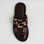 Chocolate Brown Calf-Hair Slides