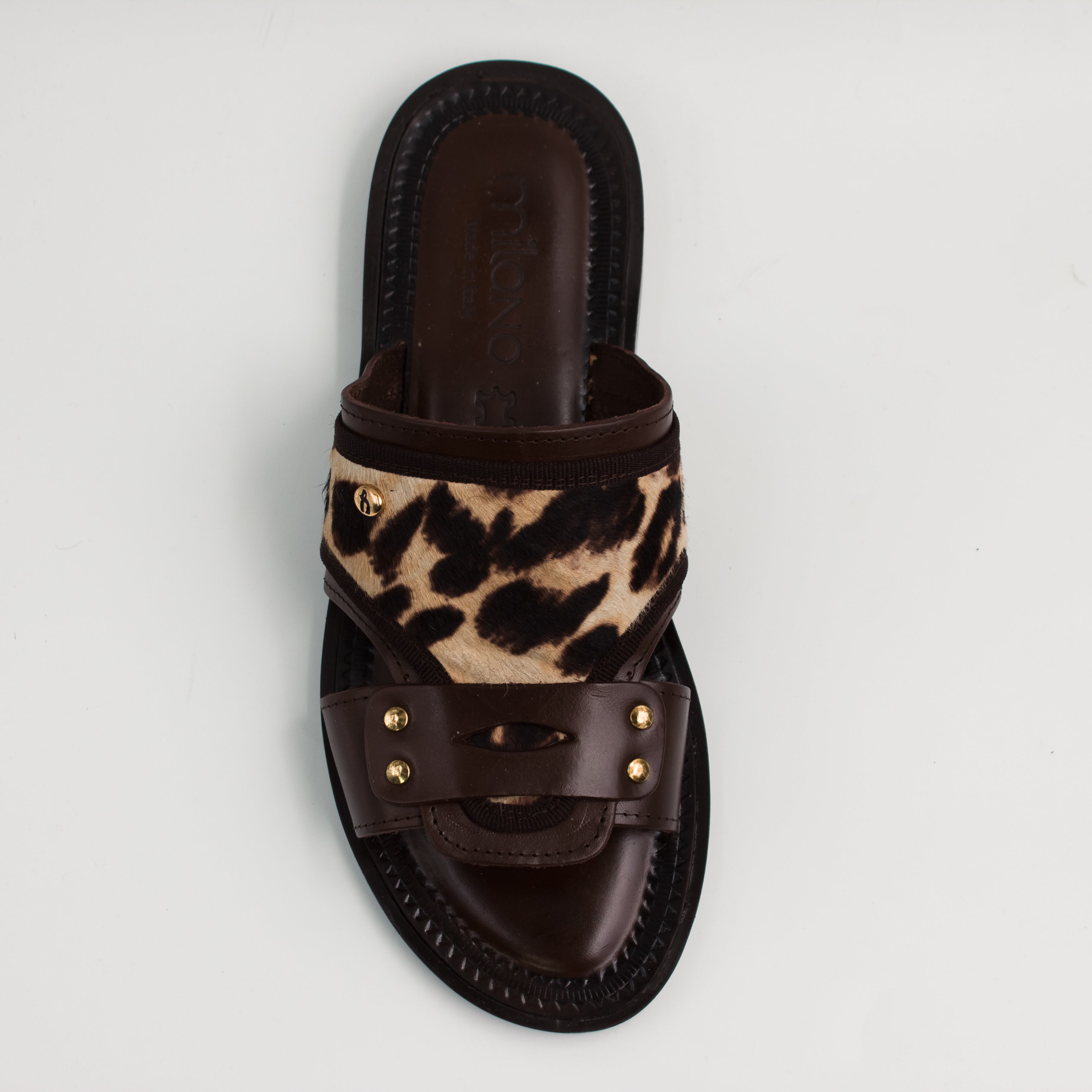 Chocolate Brown Calf-Hair Slides